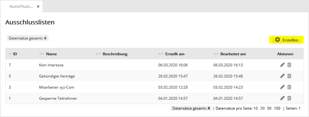 Abonnentenlisten in crosseye Marketing